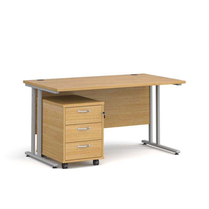 Maestro 25 Desk with 3 Drawer Pedestal | Chilli Seating
