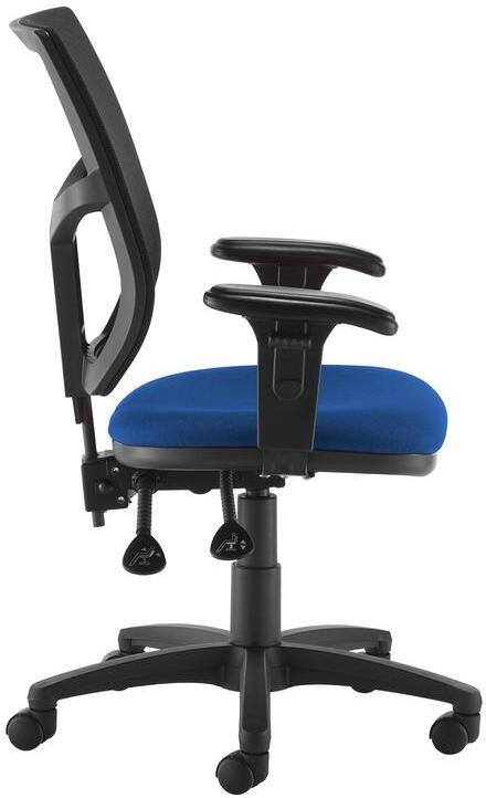Blue office chair with black frame on a white background