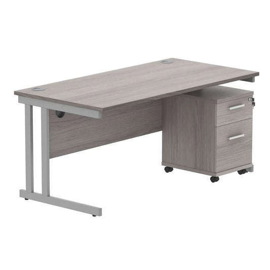 Core Desk & 2 Drawer Bundle in Alaskan Grey