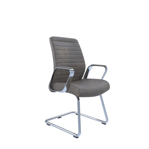 Dawn Visitor Office Leather Executive Chair - Grey