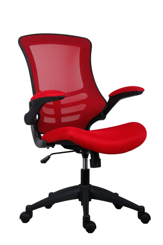 Marlos Mesh Back Office Chair With Folding Arms in red