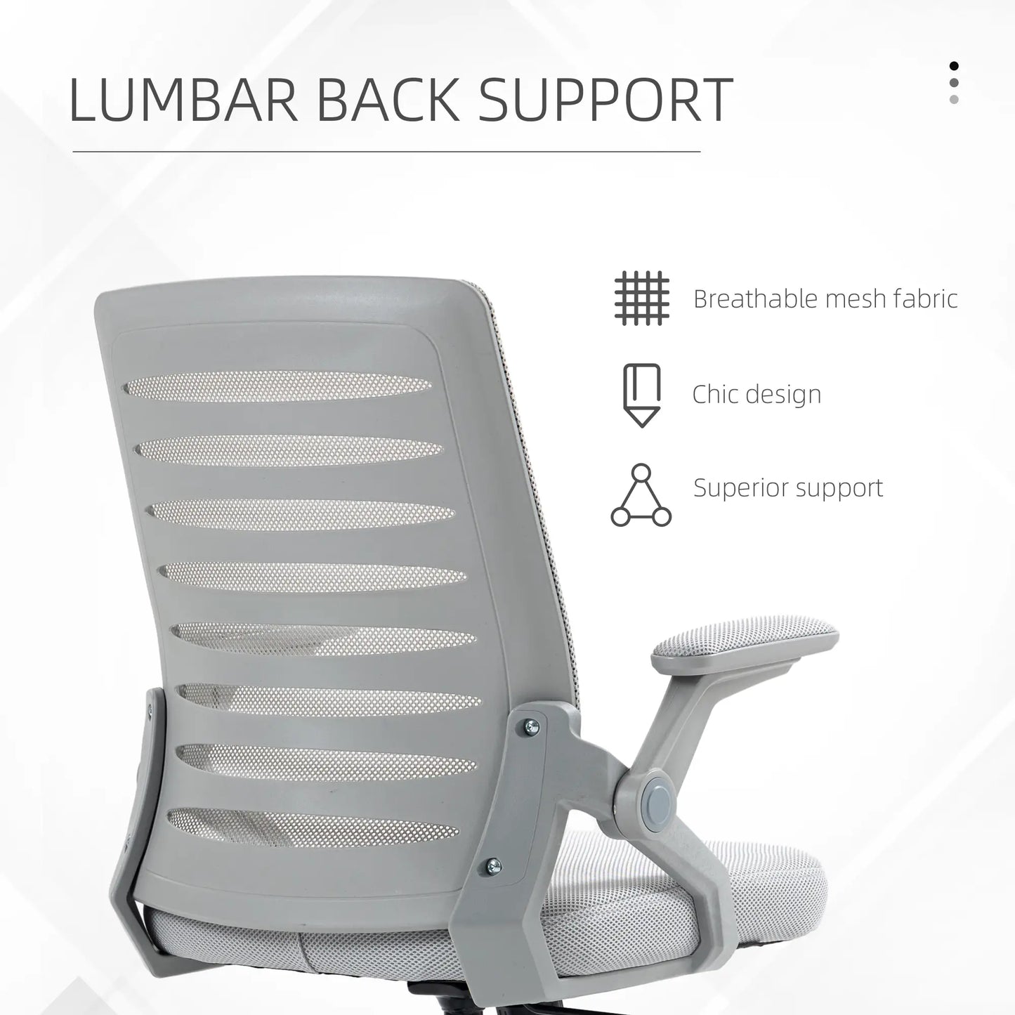 White office chair with lumbar back support on a white background