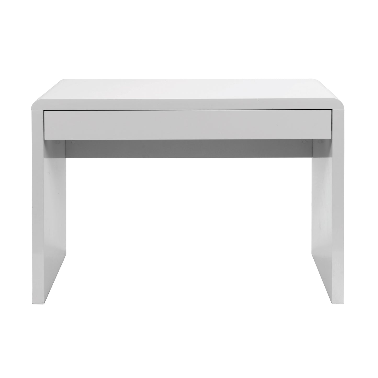 White desk with a drawer on a white background