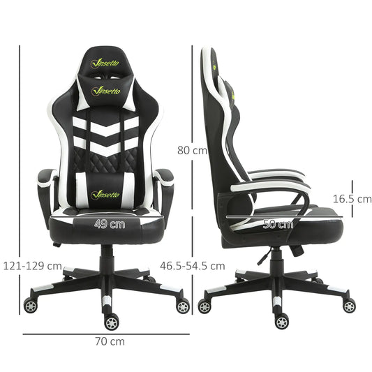 Gaming Chair, Computer Desk Chair with Lumbar Support, Black White