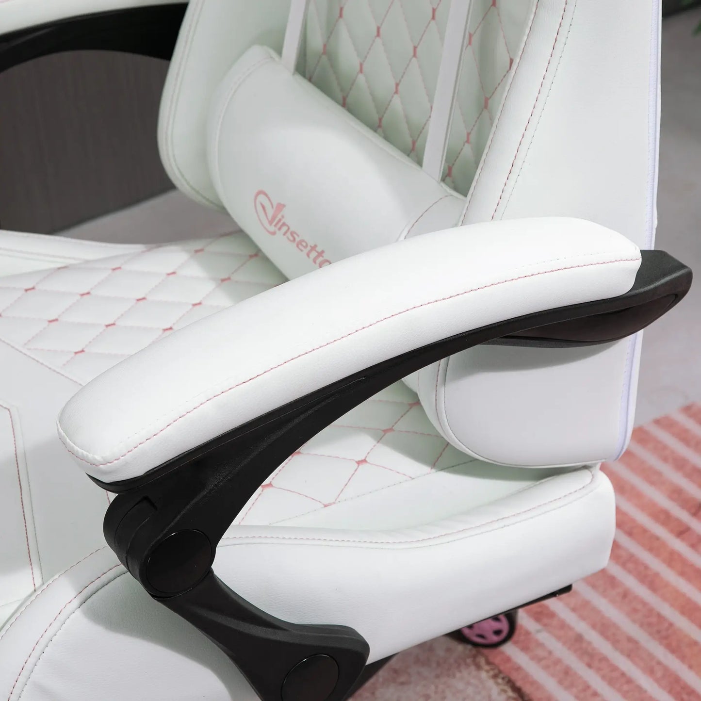 Computer Gaming Chair with Footrest and 130 degree Reclining Back, White