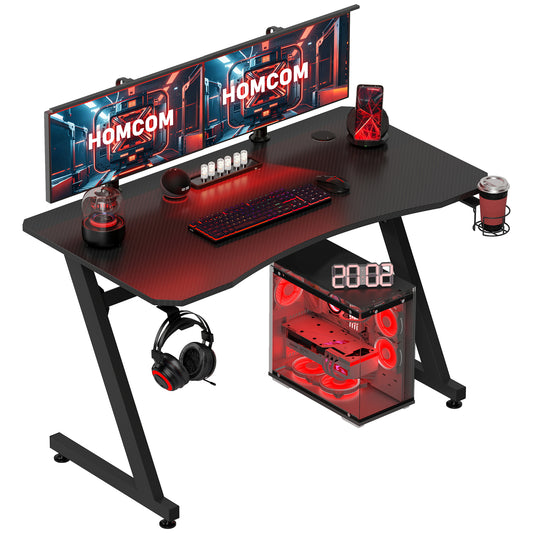 Gaming Desk 120 x 65 cm Steel Frame with Cable Organiser, Black