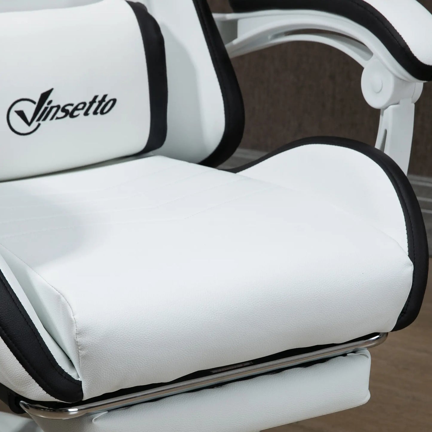 Computer Gaming Chair with Footrest, , White and Black