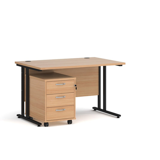 Maestro 25 Straight Desk with 3 drawer pedestal