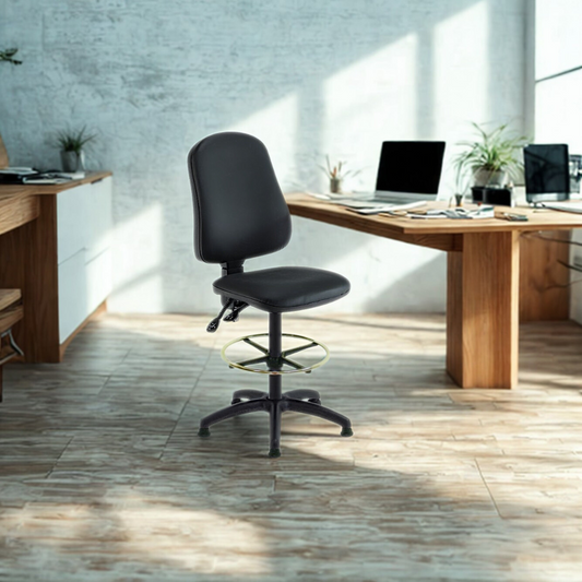 Lab Space - Mist Vinyl Draughtsman Chair