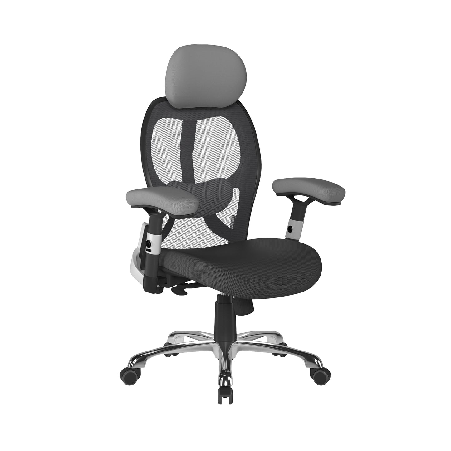 This best selling luxury mesh back executive chair is certified for 24 hour use and is packed with features. with a breathable seat pad, contour curved mesh backrest with stylish black and satin back shell, 