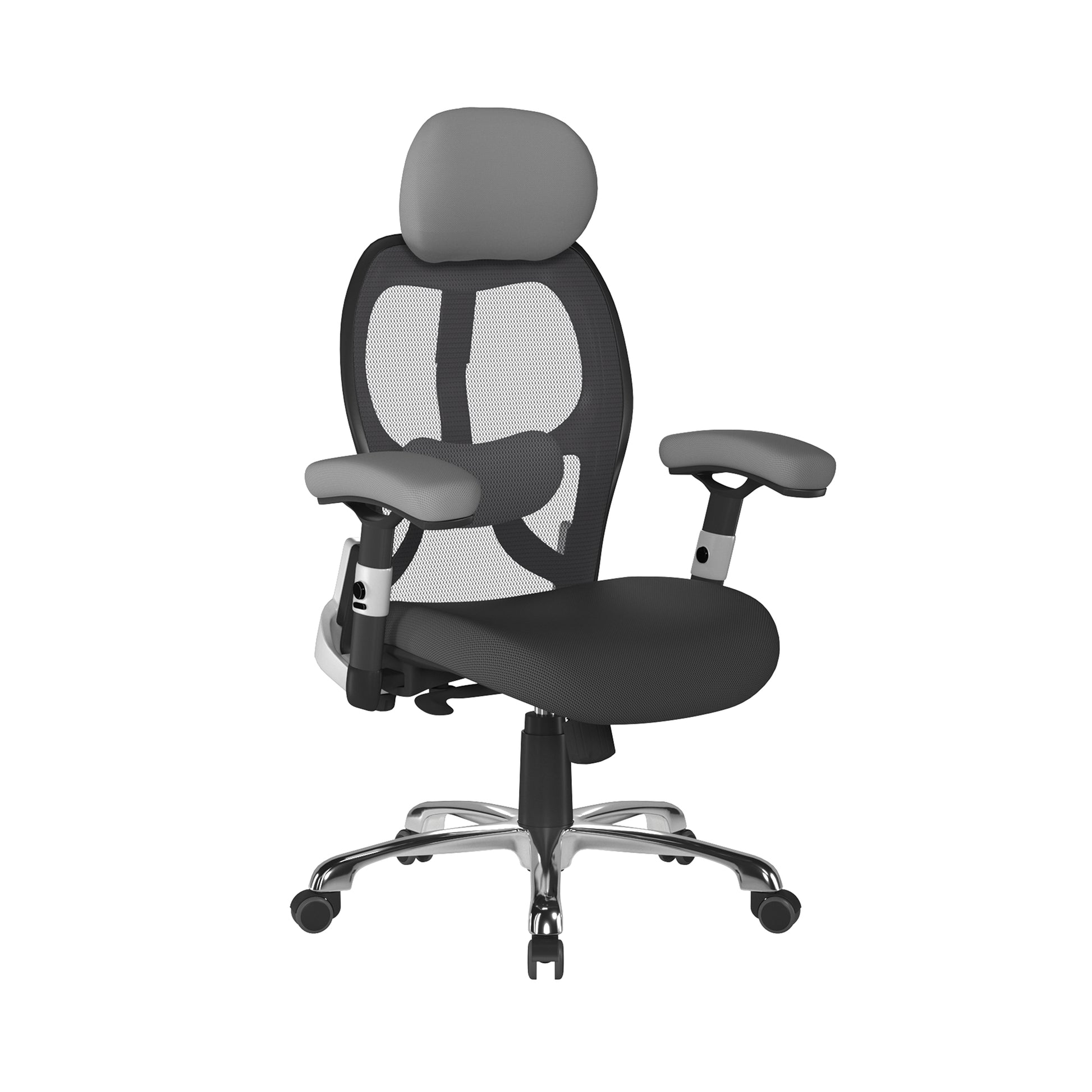 This best selling luxury mesh back executive chair is certified for 24 hour use and is packed with features. with a breathable seat pad, contour curved mesh backrest with stylish black and satin back shell, 