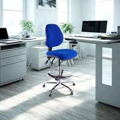 Chrome Medium Back Fabric Draughtsman Chair | Chilli Seating