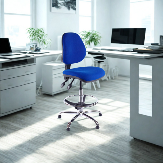 Chrome Medium Back Fabric Draughtsman Chair | Chilli Seating