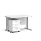 A White finish desk with a 3 drawer pedestal bundle on a white background