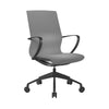 Gray office chair with black wheels on a white background