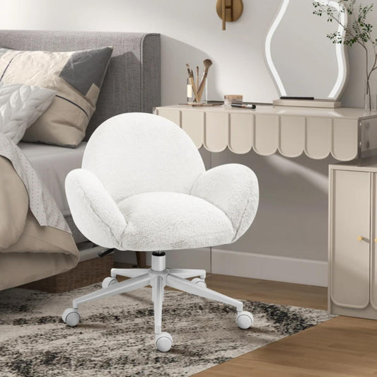 Alice Fluffy Desk Chair in white