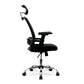 Black office chair with adjustable armrests on a white background
