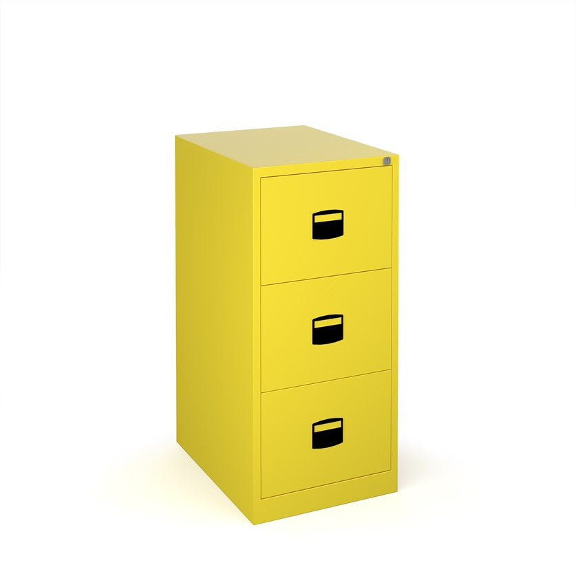 Anti-tilt filing cabinets in yellow.