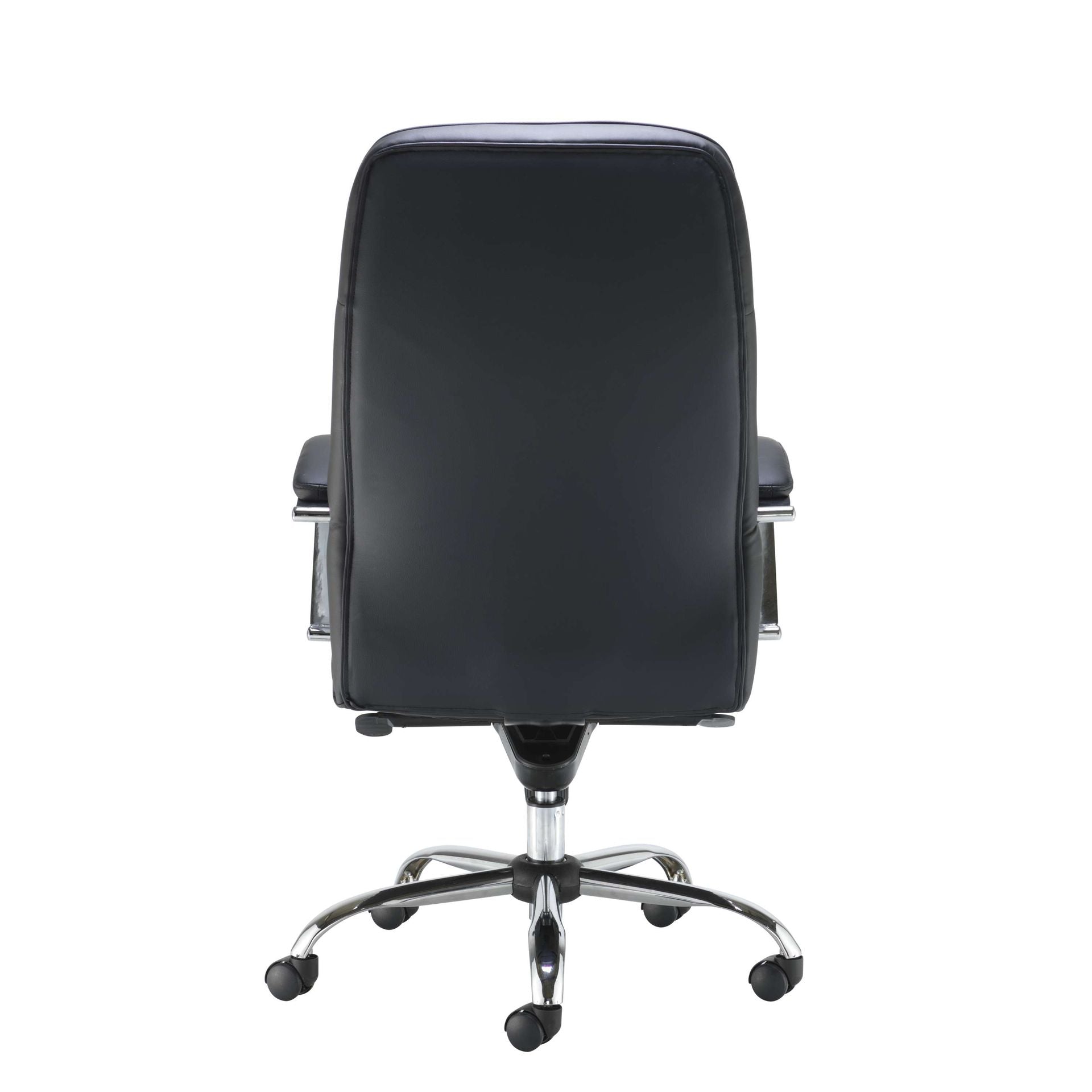 Black office chair with chrome base on a white background