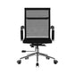 Black office chair with mesh back on a white background