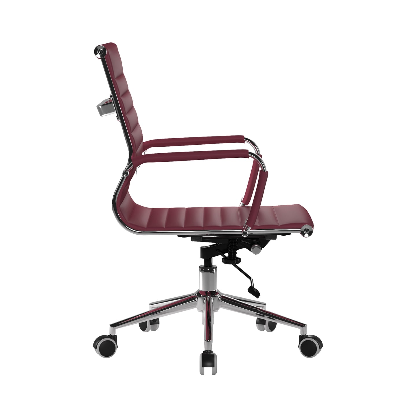 Maroon office chair with a metal frame on a white background