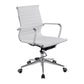 White office chair with a high back and armrests on a white background