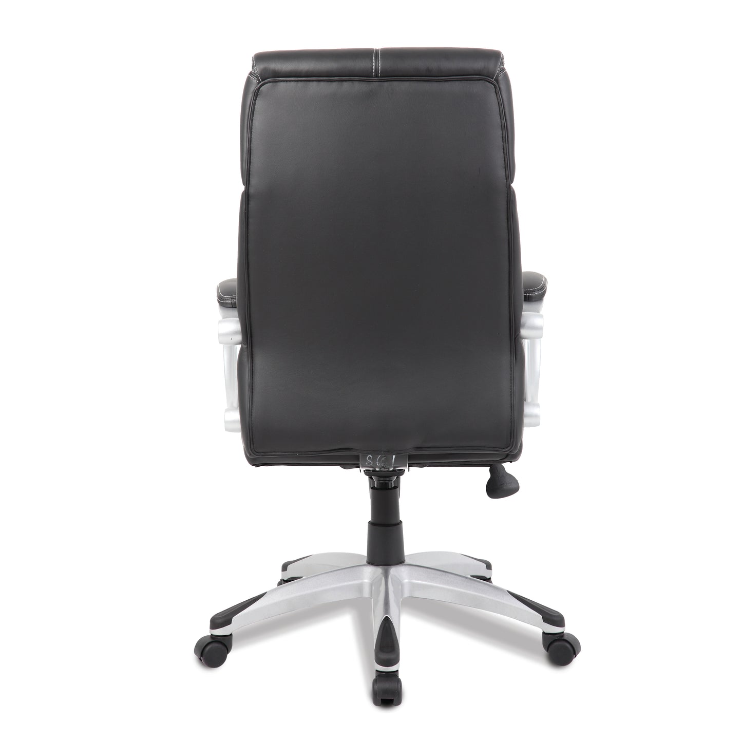 Cloud - High Back Leather Manager Chair with Satin Silver Finish to Armrests