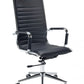 Black office chair with chrome base on a white background