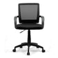 Black office chair with mesh back on a white background