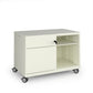 White storage unit with wheels on a white background