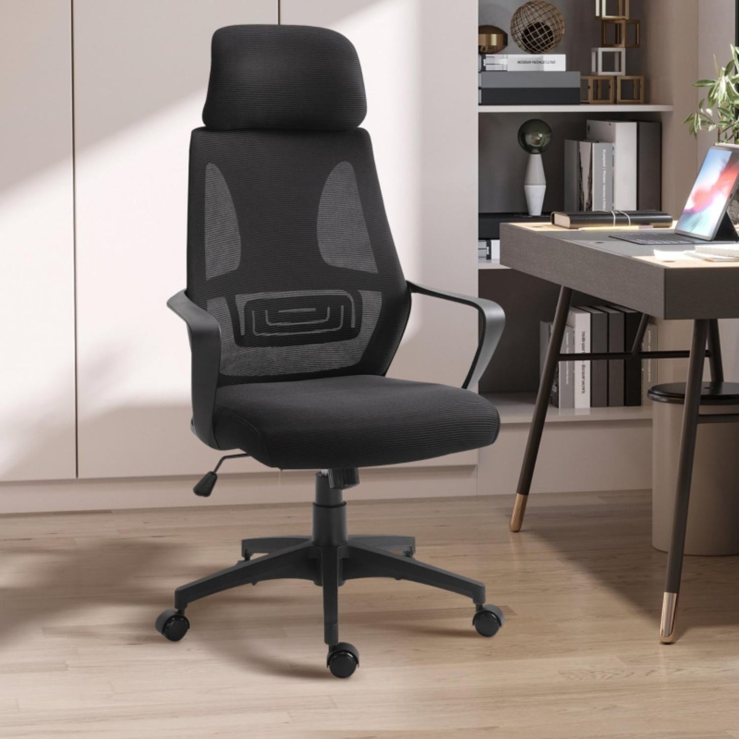 Brent Mesh Back Chair in black. 