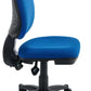 Blue office chair with black base on a white background