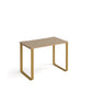 Small wooden table with a light brown finish on a white background