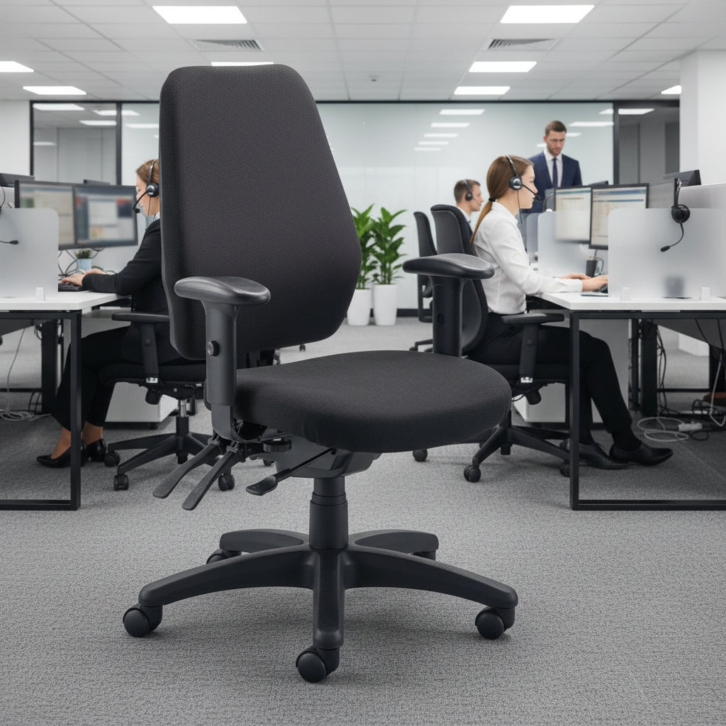 Black office chair on a white background