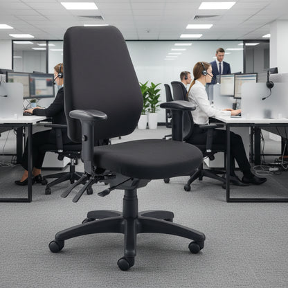 Black office chair on a white background