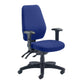 Blue office chair with black base on a white background