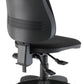 Black office chair with adjustable features on a white background