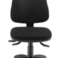 Black office chair with wheels on a white background
