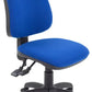 Blue office chair with black base on a white background