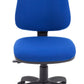 Blue office chair with black base on a white background
