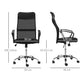 Black office chair with dimensions indicated on a white background
