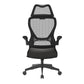 Black office chair with mesh back on a white background