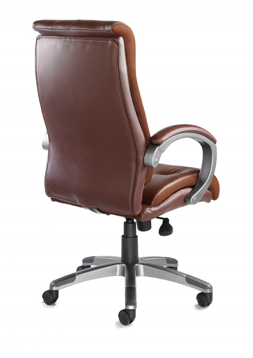 Brown office chair with a black base on a white background