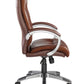 Brown office chair with a white frame on a white background
