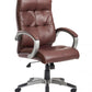 Brown office chair with silver accents on a white background