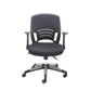 Black office chair with mesh backrest on a white background