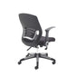 Black office chair with adjustable armrests on a white background