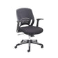 Black office chair with mesh back on a white background