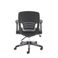 Black office chair with mesh back on a white background