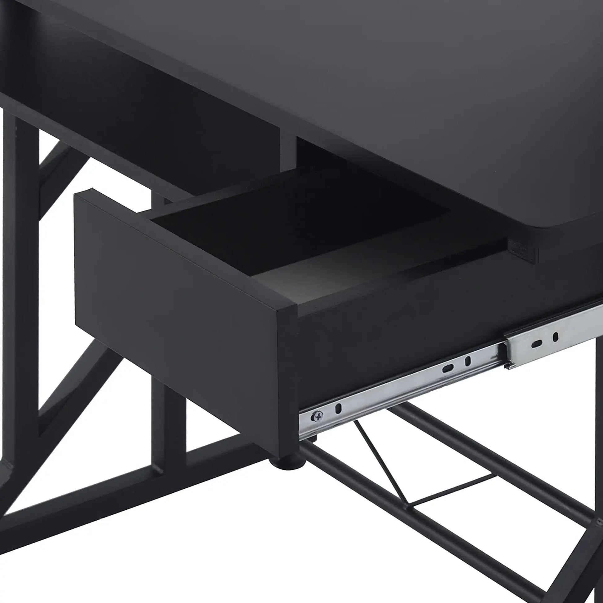 Computer Desk with Display Stand, Keyboard Tray Drawer and Host Box Shelf, Black drawer detail